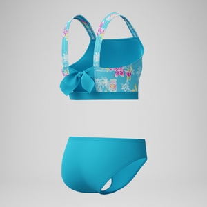 Girls Print Tie Back Bikini Blue
