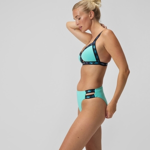 Women's FLU3NTE Logo Elastic Hi Waist Bikini Bottom Turquoise