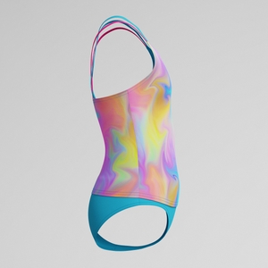 Girls Printed Tankini Blue