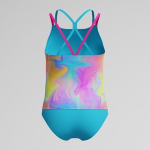 Girls Printed Tankini Blue
