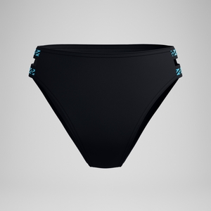 Women's FLU3NTE Logo Elastic Hi Waist Bikini Bottom Black