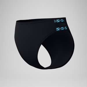 Women's FLU3NTE Logo Elastic Hi Waist Bikini Bottom Black