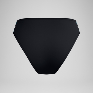 Women's FLU3NTE Logo Elastic Hi Waist Bikini Bottom Black