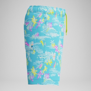 Kid's Print Redondo Volley 15" Swim Trunks Light Blue