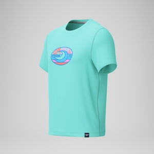 Kurzärmeliges Badeshirt mit Grafik Türkis