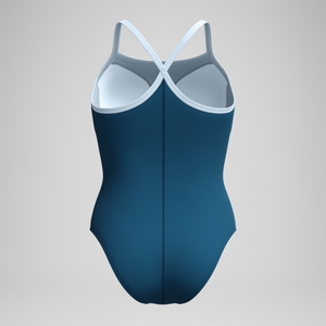 Women's Solid Closed Back Hydrobra One Piece Dark Blue