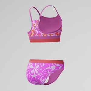 Ensemble bikini à motif imprimé pour filles, violet