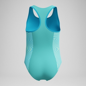 Monopièce à dos nageur à motif imprimé pour filles, bleu