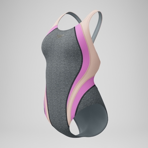 Women's Heather Quantum Fusion Splice One Piece Gray/Pink