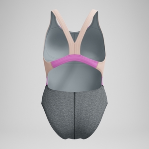 Women's Heather Quantum Fusion Splice One Piece Gray/Pink