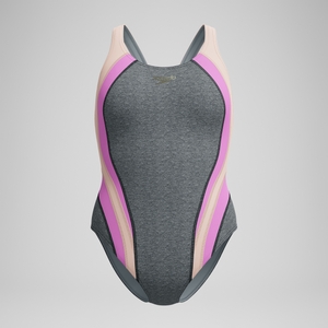 Women's Heather Quantum Fusion Splice One Piece Gray/Pink