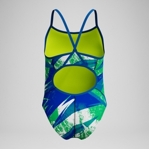 Monopièce Bolted Flyback pour filles, bleu/vert