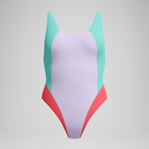 Maillot de bain Femme Colourblock FLU3NTE convertible lilas/vert