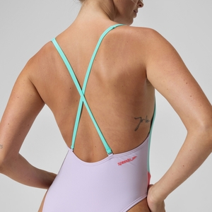 Maillot de bain Femme Colourblock FLU3NTE convertible lilas/vert