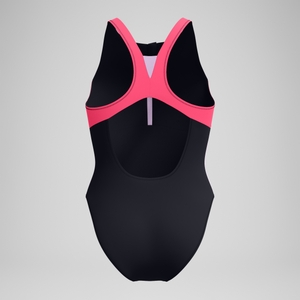 Maillot de bain Femme Colourblock zippé noir/rouge