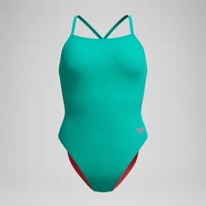 Women's Solid Twist Back One Piece Green