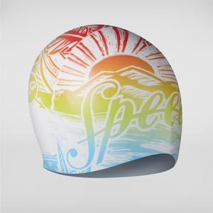 Bonnet de bain Adulte en silicone imprimé orange/bleu