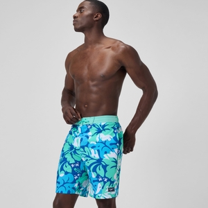 Bondi Bedruckte Badeshorts 50 cm Türkis/Blau für Herren