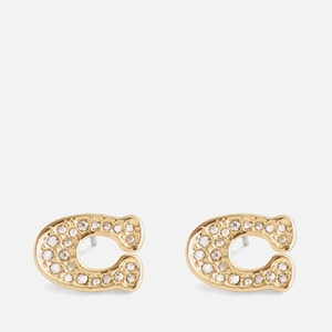 Coach Signature Pavé C Gold-Tone Stud Earrings