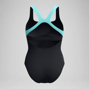 Women's Racer Zip Swimsuit One Piece Black/Green