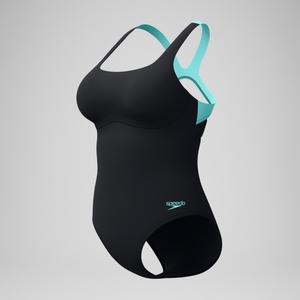 Women's Racer Zip Swimsuit One Piece Black/Green