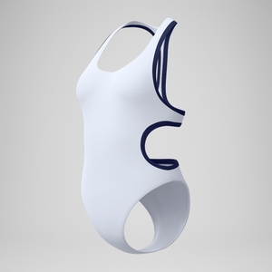 Women's Jetstream Solid Bound Cut Out Swimsuit White/Navy