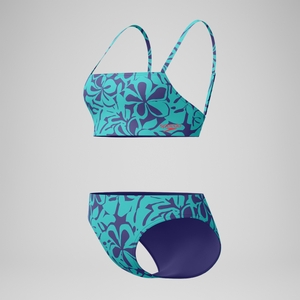 Women's Printed Adjustable Thinstap Bikini Blue/Green