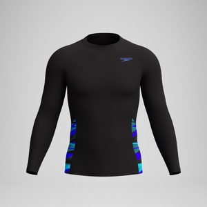 Haut rash Endurance+ Splice, hommes, noir/bleu