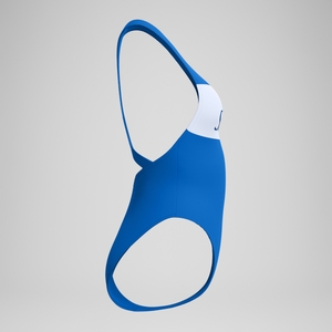 Jetstream Racerback-Badeanzug mit Colourblock-Logo Blau/Weiß für Damen