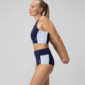 Jetstream Boyleg-Bikinihose in Colourblock-Optik mit Streifen Marineblau/Weiß für Damen