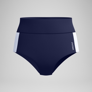 Jetstream Boyleg-Bikinihose in Colourblock-Optik mit Streifen Marineblau/Weiß für Damen
