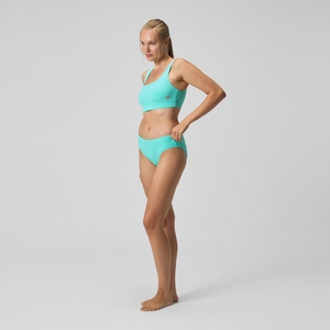 Strukturierter Bikini mit tiefem U-Rückenausschnitt Türkis für Damen
