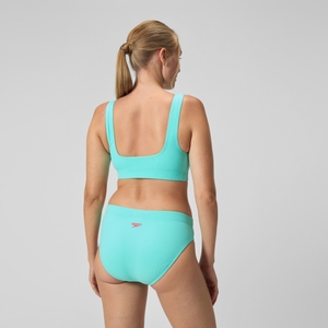 Strukturierter Bikini mit tiefem U-Rückenausschnitt Türkis für Damen