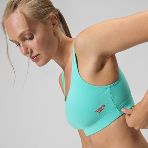 Strukturierter Bikini mit tiefem U-Rückenausschnitt Türkis für Damen