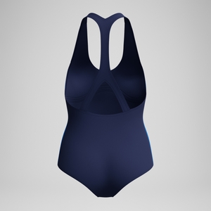 Jetstream Boyleg-Badeanzug in Colourblock-Optik Marineblau/Rot für Damen