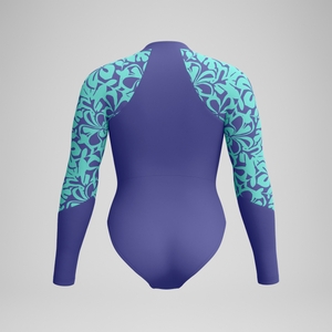Langärmliger Badeanzug Blau/Grün für Damen