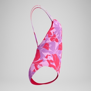 Women's Printed Adjustable Thinstrap One Piece Pink/Purple