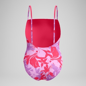 Women's Printed Adjustable Thinstrap One Piece Pink/Purple