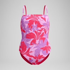 Women's Printed Adjustable Thinstrap One Piece Pink/Purple