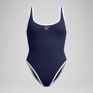 Women's Jetstream Solid Scoop Bound Swimsuit Navy