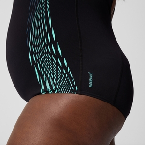 Placement Medalist Plus-Size-Badeanzug Dunkelpetrol/Grün für Damen