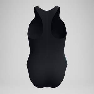 Maillot de bain Femme Racer Zip avec soutien-gorge intégré noir