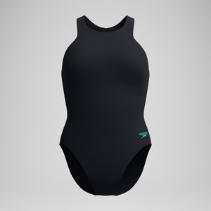 Maillot de bain Femme Racer Zip avec soutien-gorge intégré noir