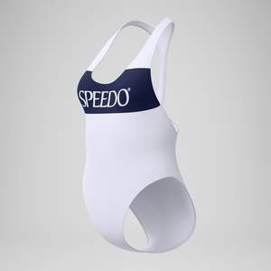 Women's Jetstream Colourblock Logo Racerback Swimsuit White/Navy