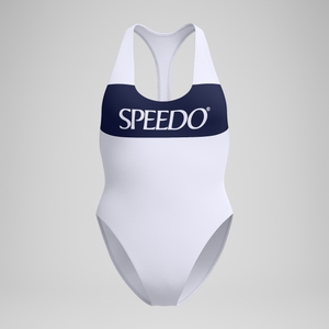 Women's Jetstream Colourblock Logo Racerback Swimsuit White/Navy