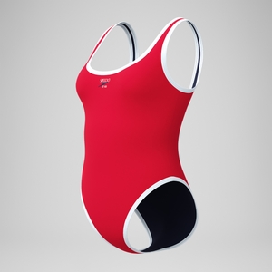 Women's Jetstream Solid Scoop Bound Swimsuit Red