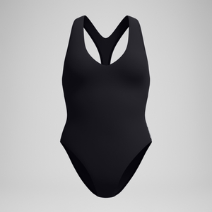 Women's Solid Racerback One Piece Black