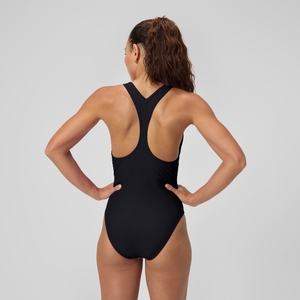 Women's Solid Racerback One Piece Black
