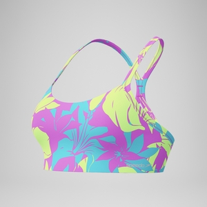 Women's Printed Thin Strap Racerback Bikini Top Blue/Yellow