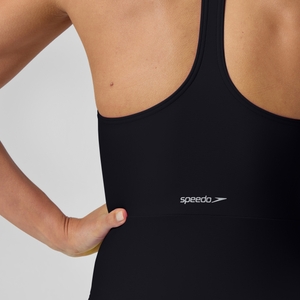 Badeanzug in Colourblock-Optik mit Reißverschluss Schwarz für Damen